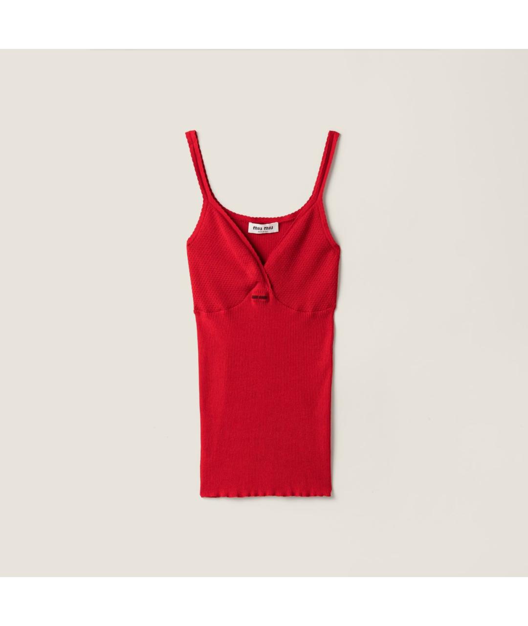 MIU MIU Красная хлопковая майка, фото 5