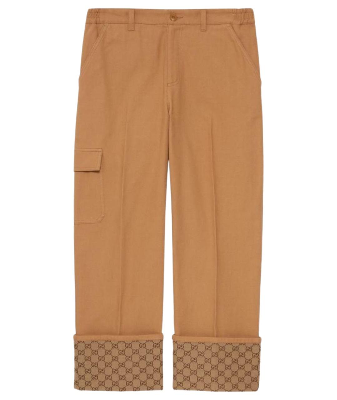 GUCCI Бежевые хлопковые повседневные брюки, фото 1