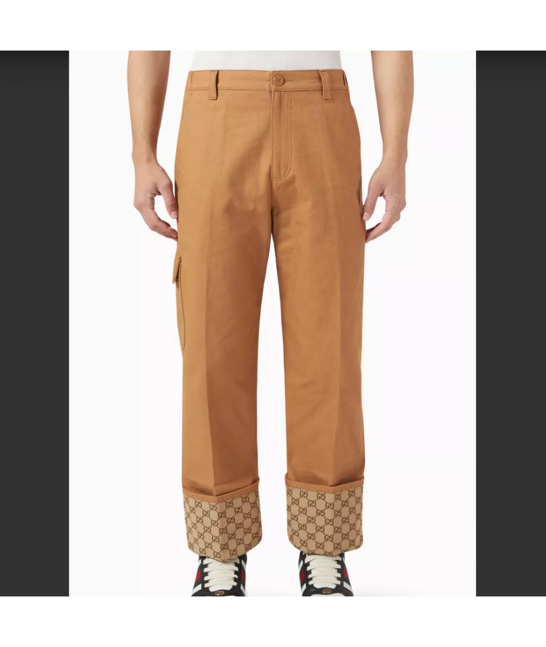 GUCCI Бежевые хлопковые повседневные брюки, фото 2