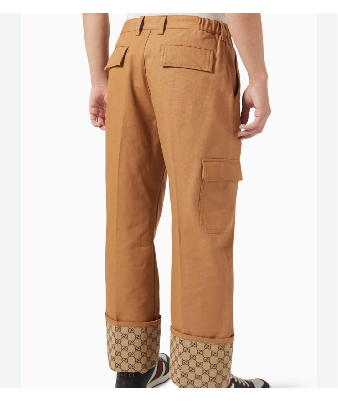 GUCCI Бежевые хлопковые повседневные брюки, фото 3