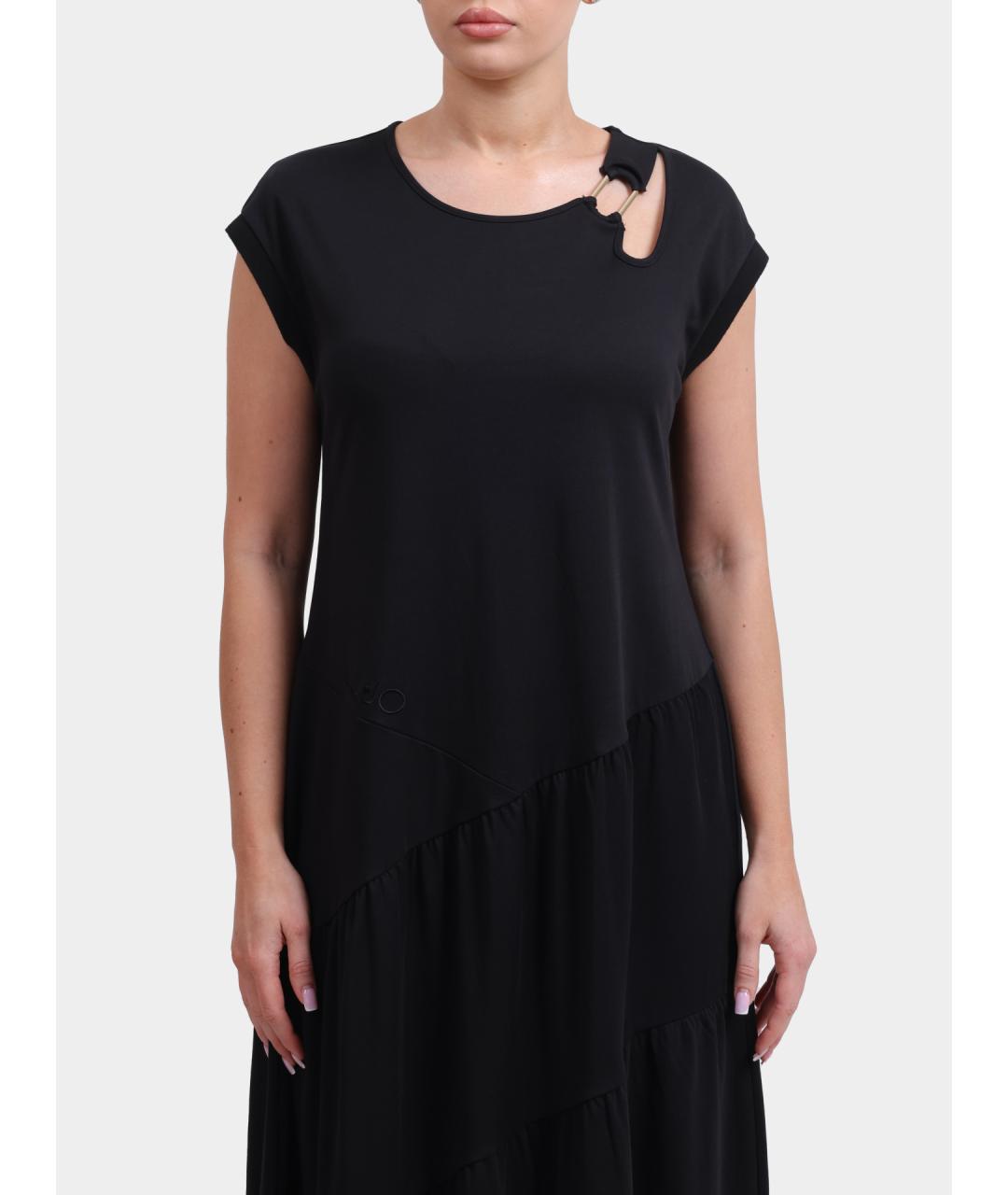 LIU JO Черное хлопковое повседневное платье, фото 2