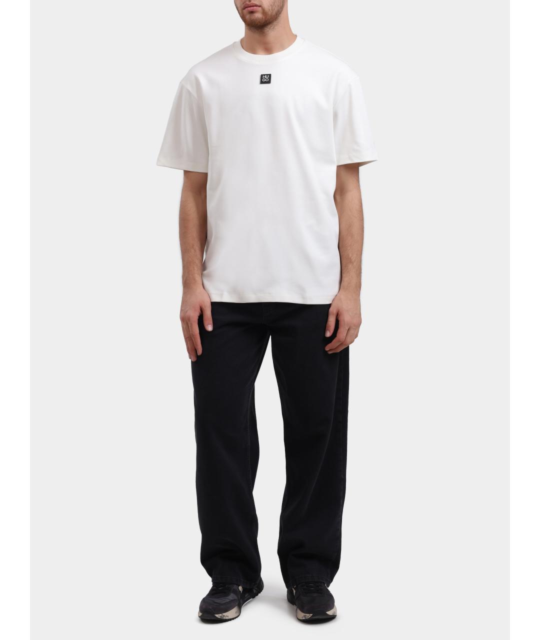 HUGO Белая хлопковая футболка, фото 2