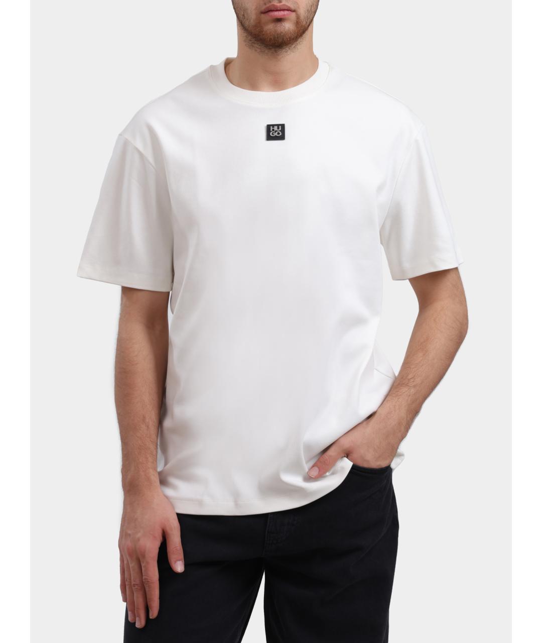 HUGO Белая хлопковая футболка, фото 6