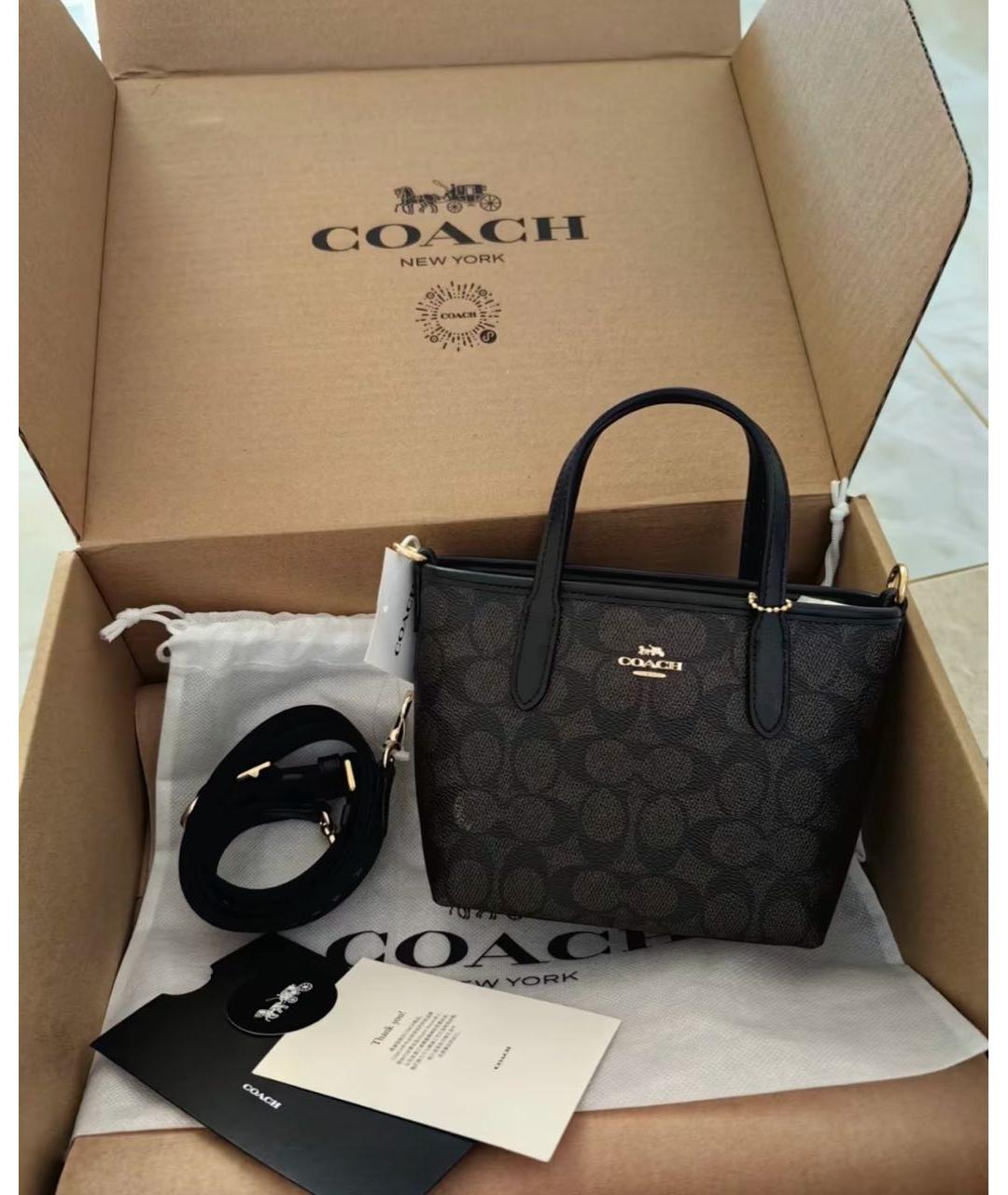 COACH Коричневая сумка с короткими ручками, фото 5