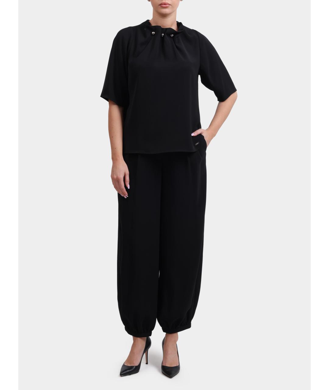 ARMANI EXCHANGE Черные полиэстеровые прямые брюки, фото 2