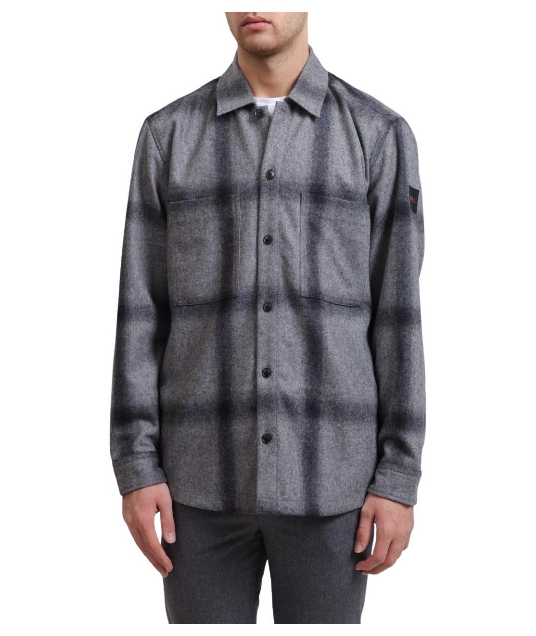 HUGO BOSS Серая шерстяная кэжуал рубашка, фото 1