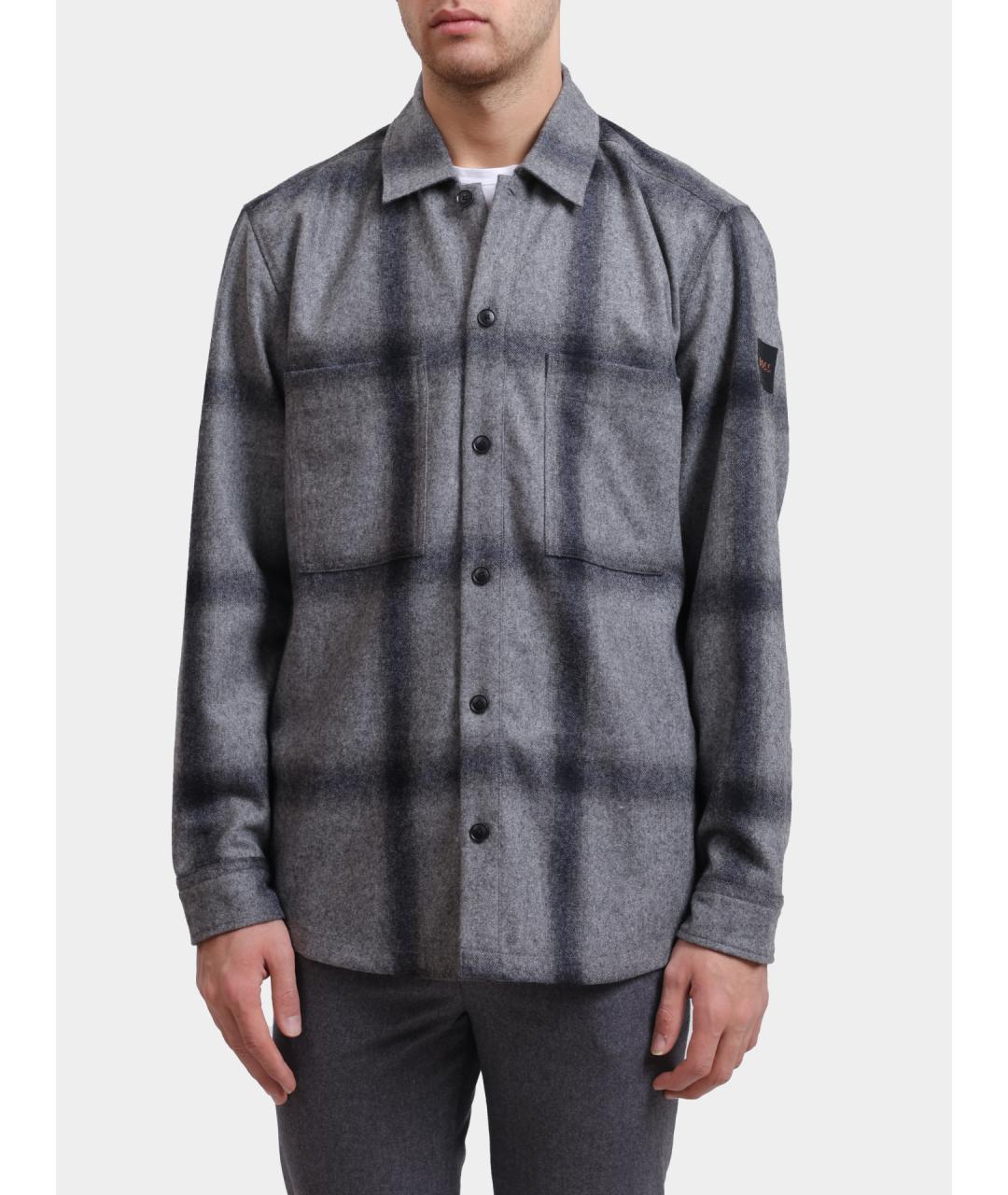 HUGO BOSS Серая шерстяная кэжуал рубашка, фото 6