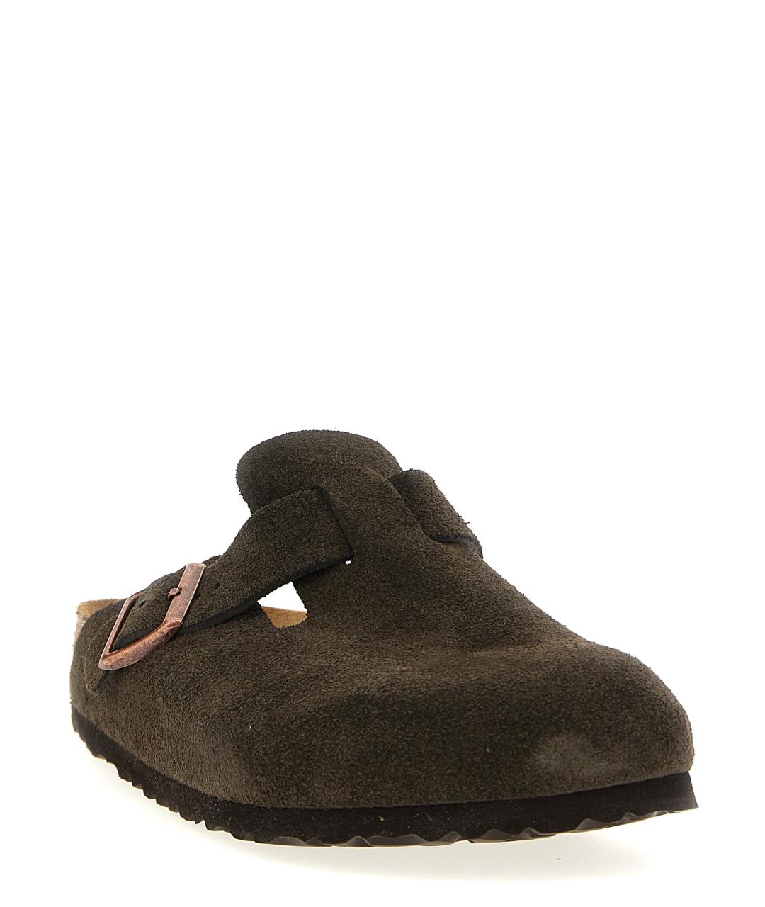 BIRKENSTOCK Коричневые замшевые шлепанцы, фото 2