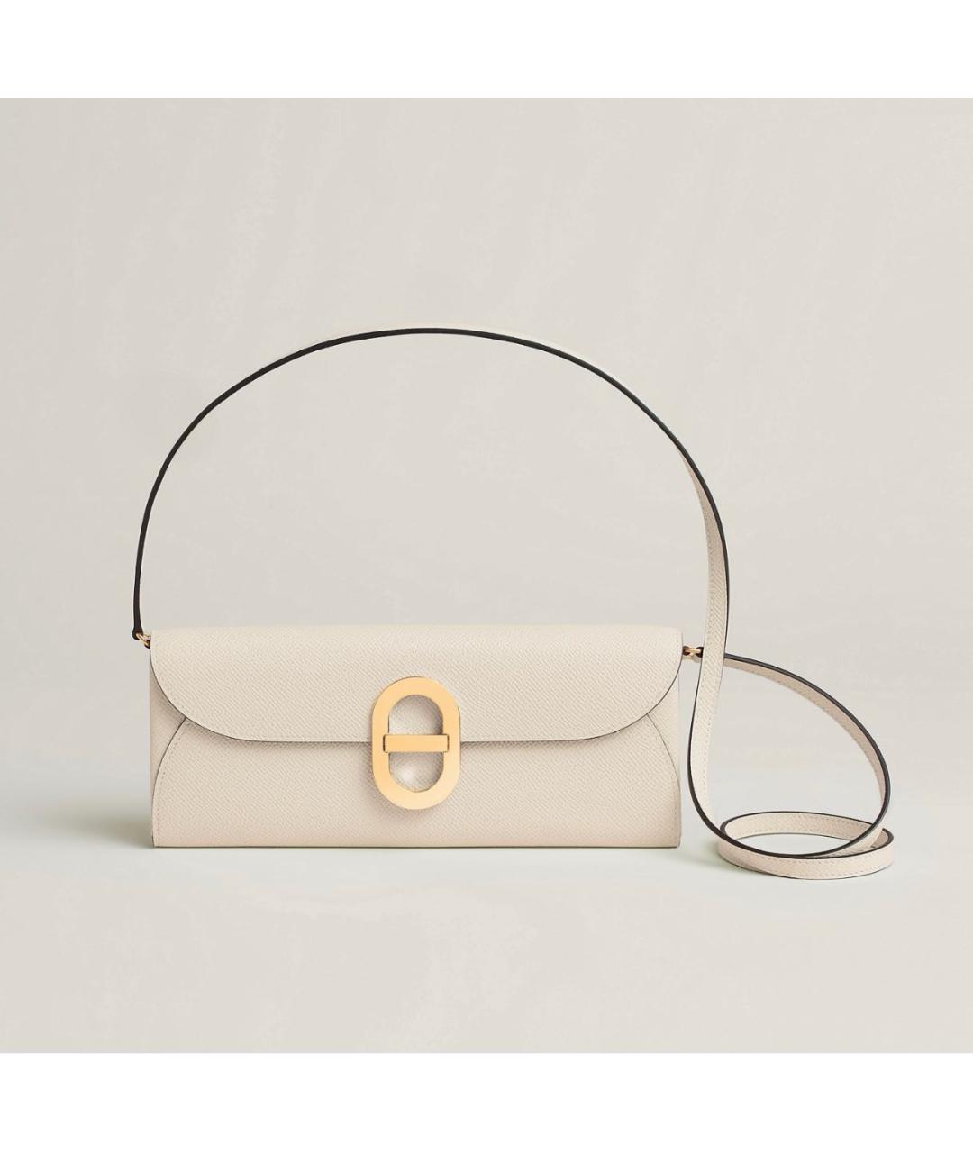 HERMES Бежевая кожаная сумка через плечо, фото 8