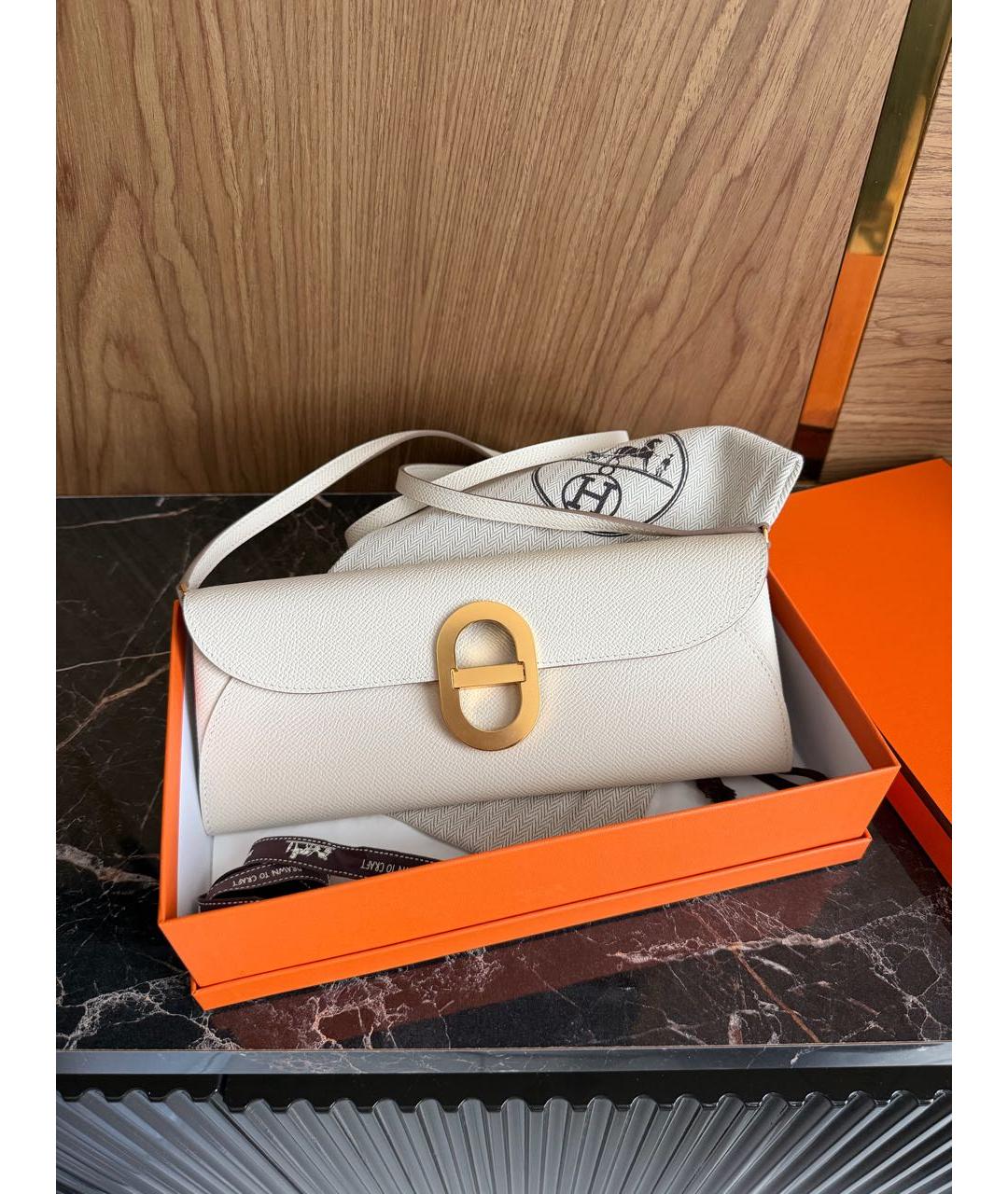 HERMES Бежевая кожаная сумка через плечо, фото 5