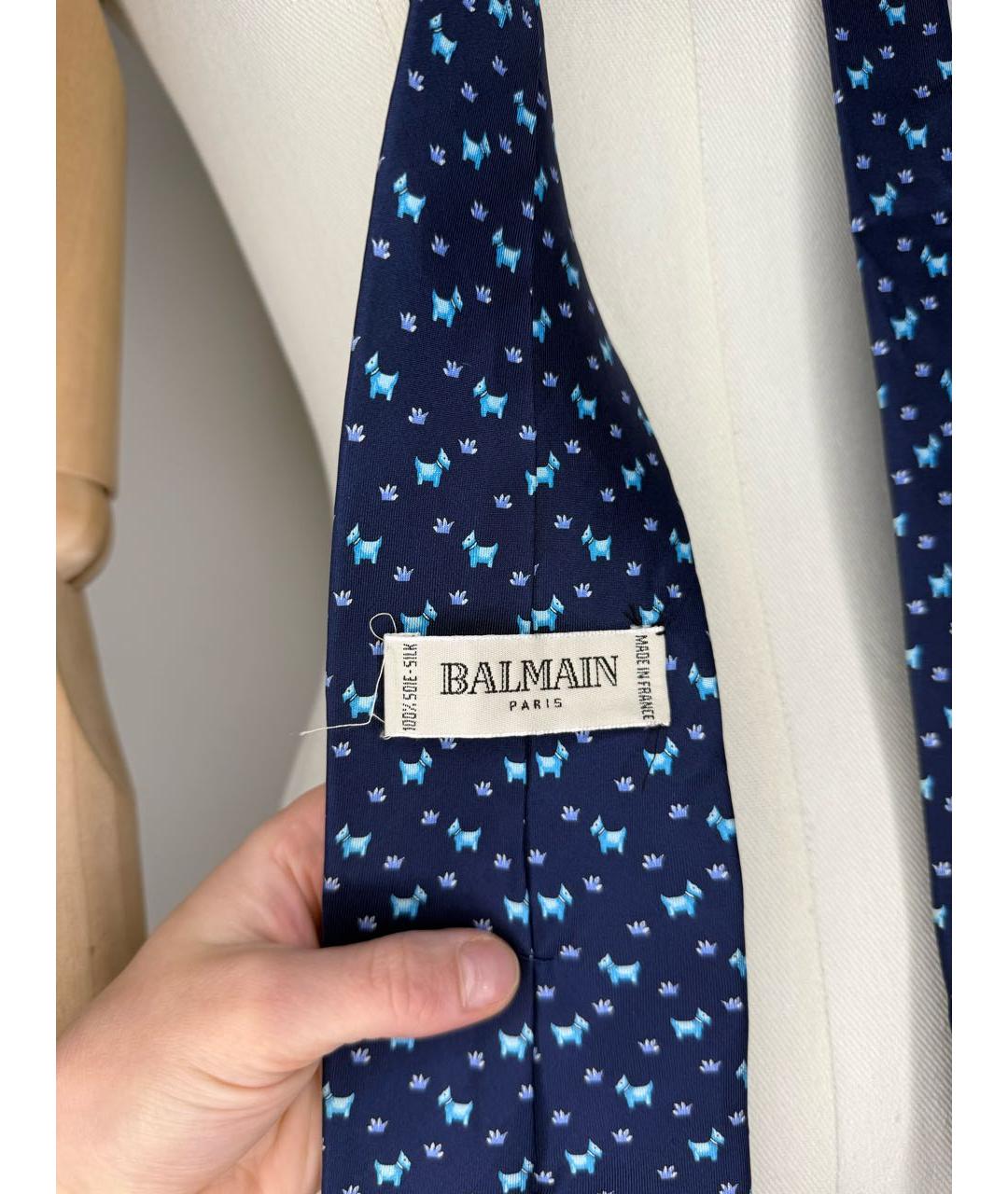 BALMAIN Темно-синий шелковый галстук, фото 5
