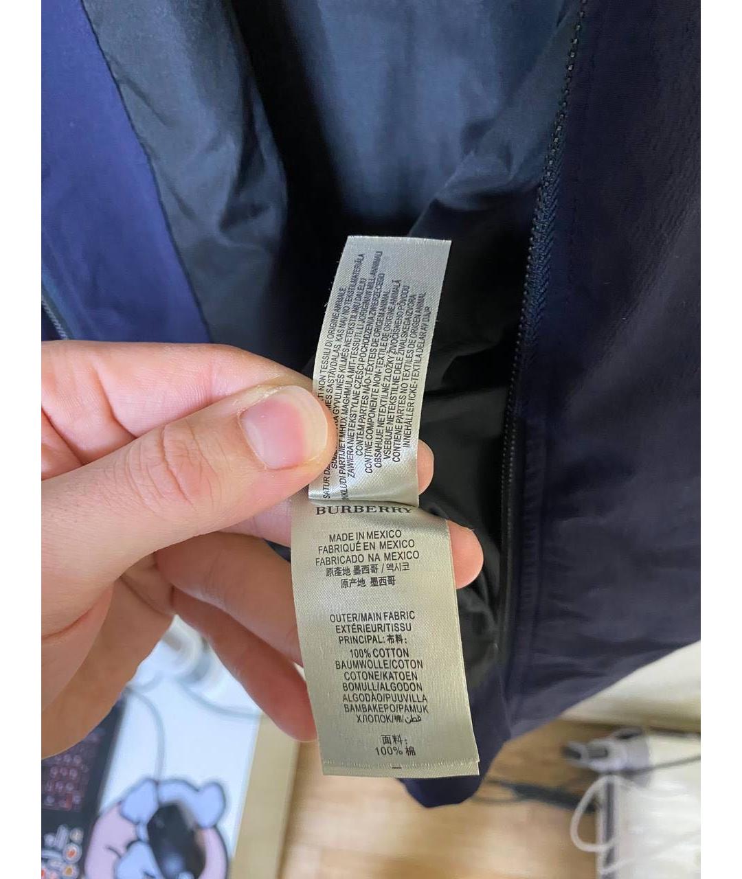 BURBERRY Синяя хлопковая куртка, фото 5