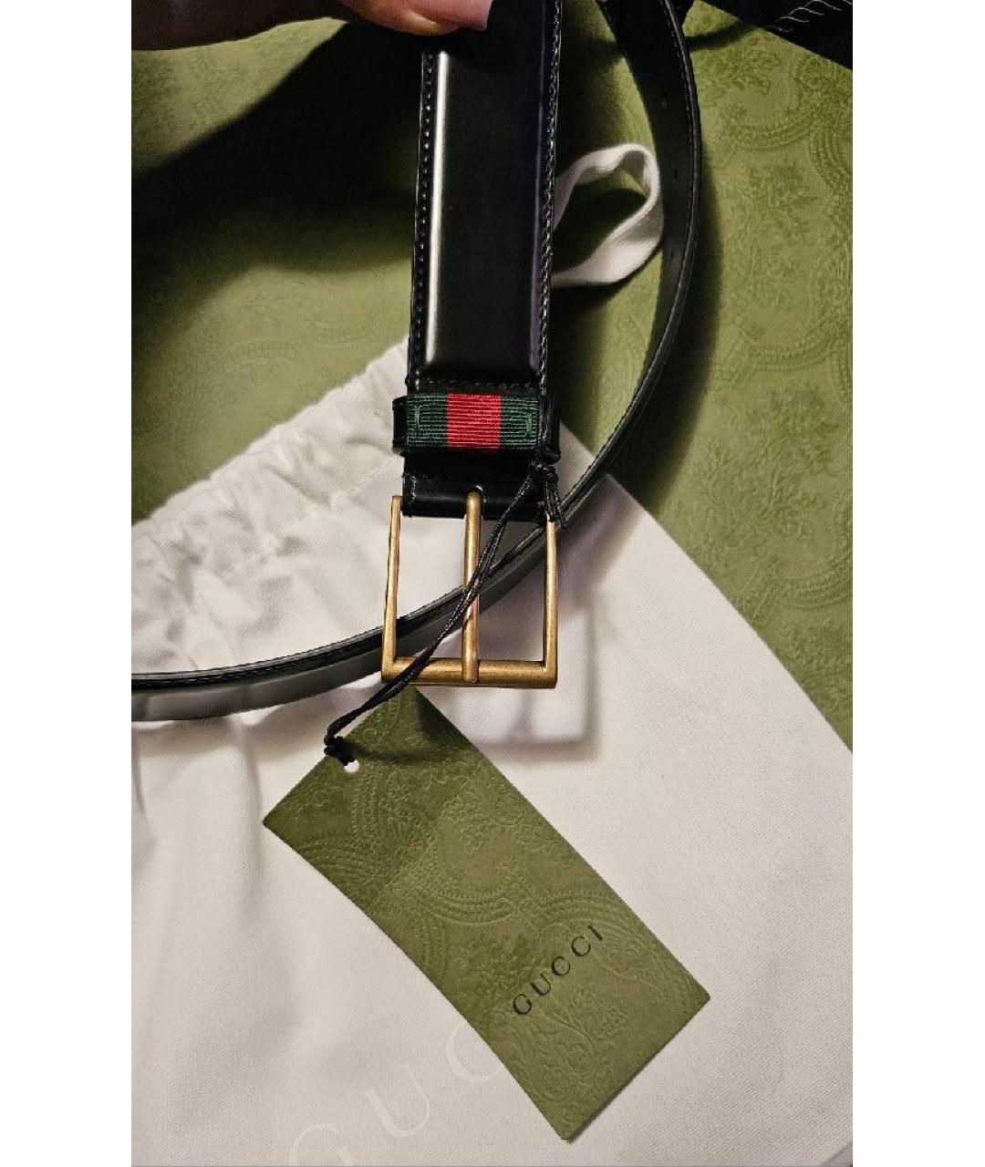 GUCCI Черный кожаный ремень, фото 2