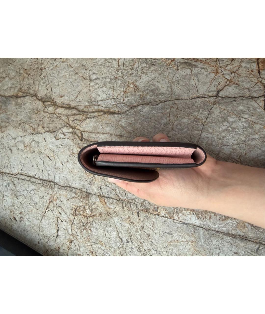 LOUIS VUITTON Коричневый кожаный кошелек, фото 6