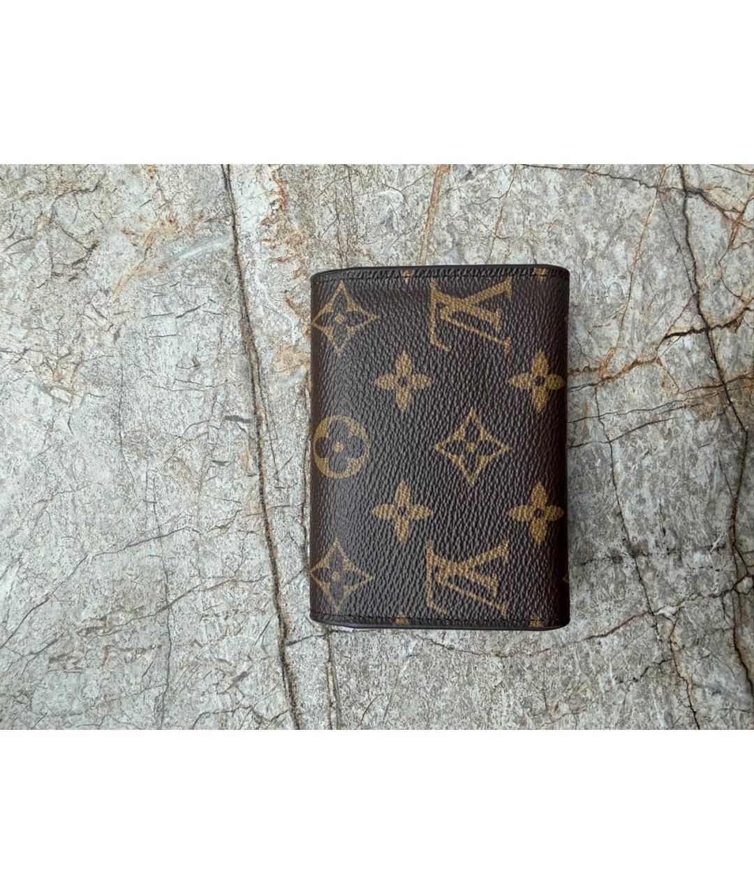 LOUIS VUITTON Коричневый кожаный кошелек, фото 3