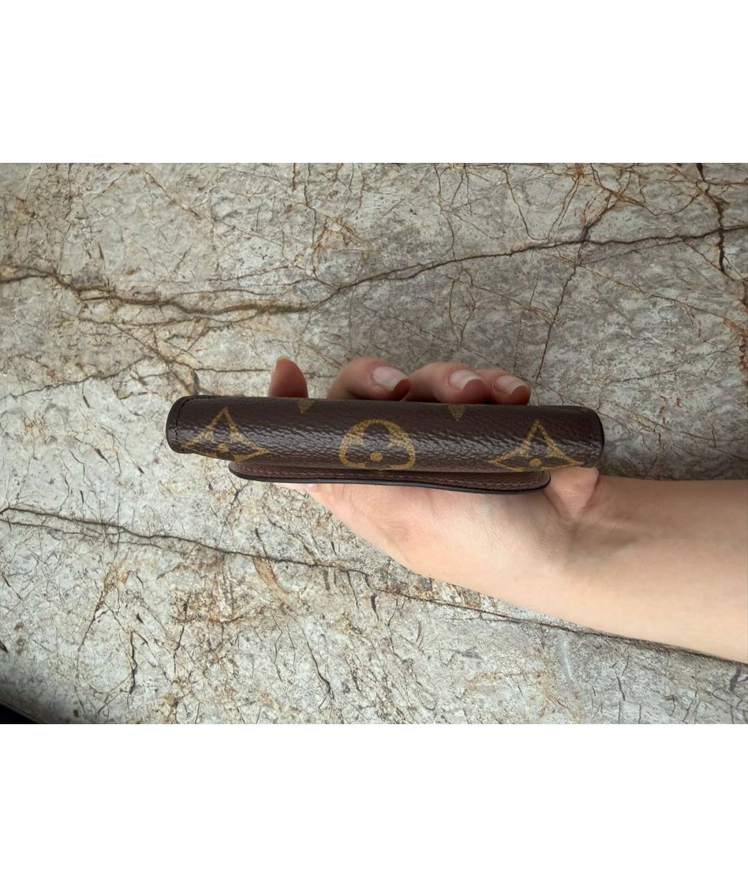 LOUIS VUITTON Коричневый кожаный кошелек, фото 5