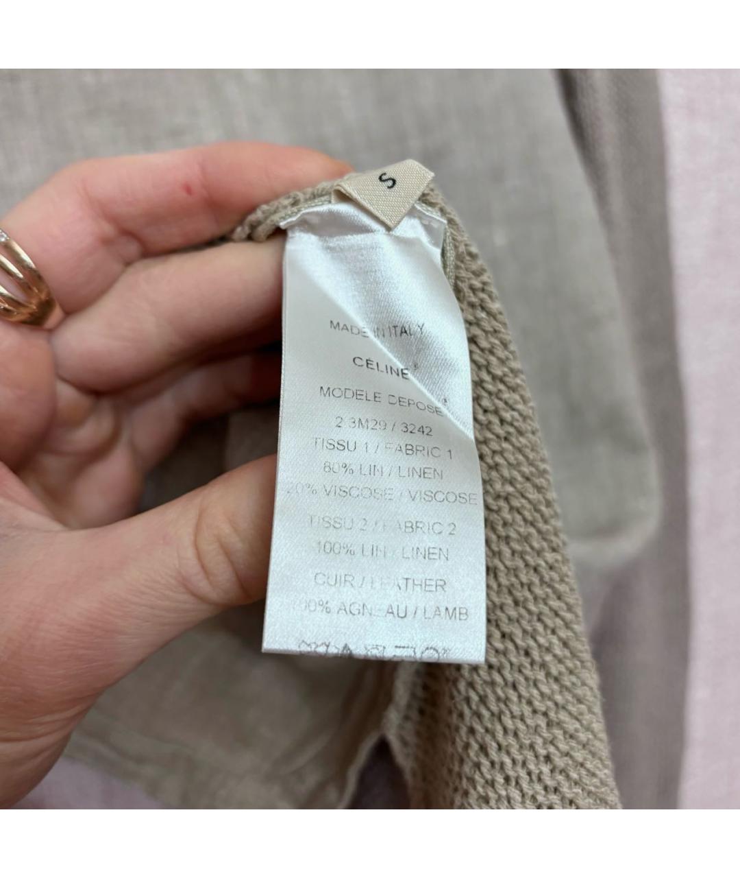 CELINE Бежевый льняной джемпер / свитер, фото 8