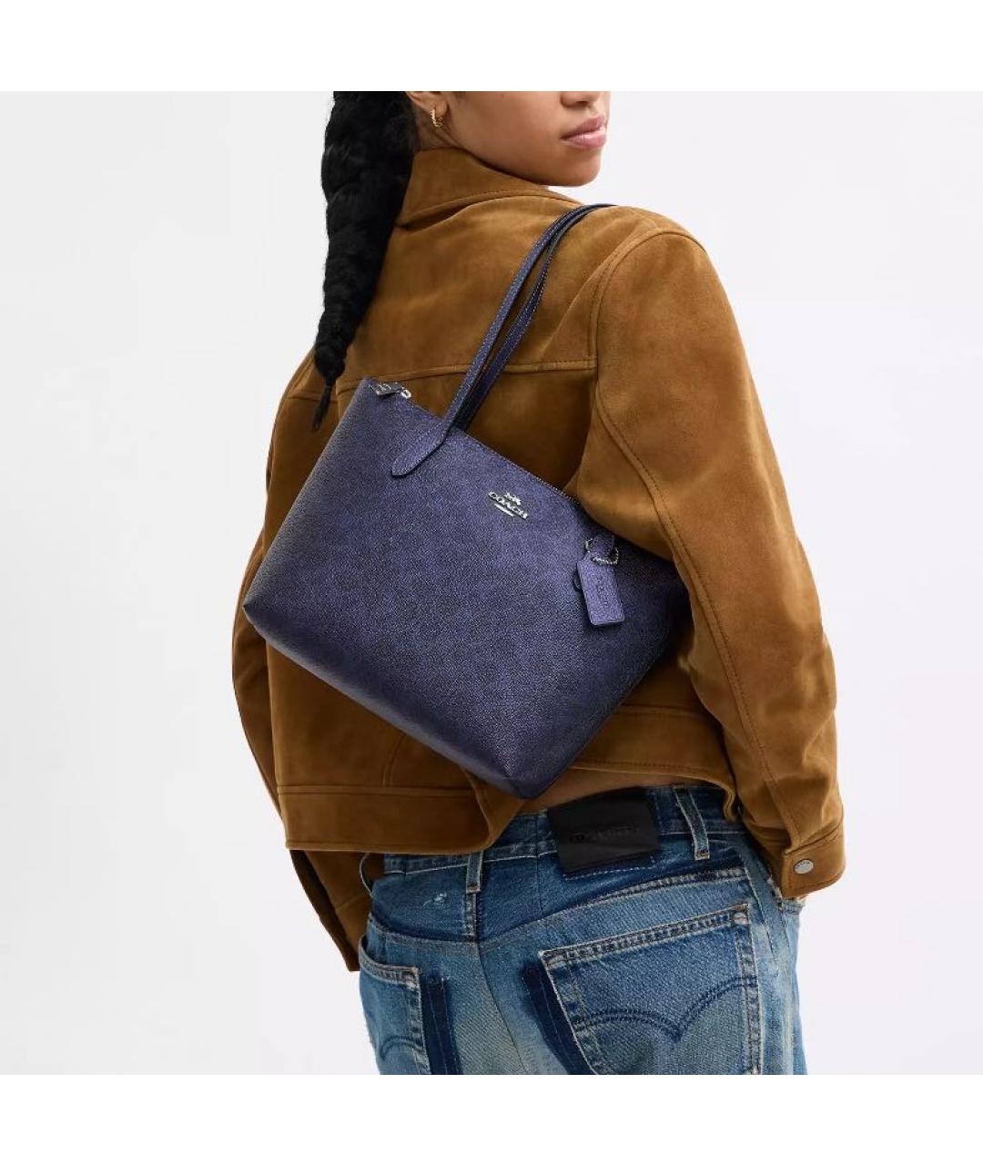 COACH Темно-синяя сумка тоут, фото 5