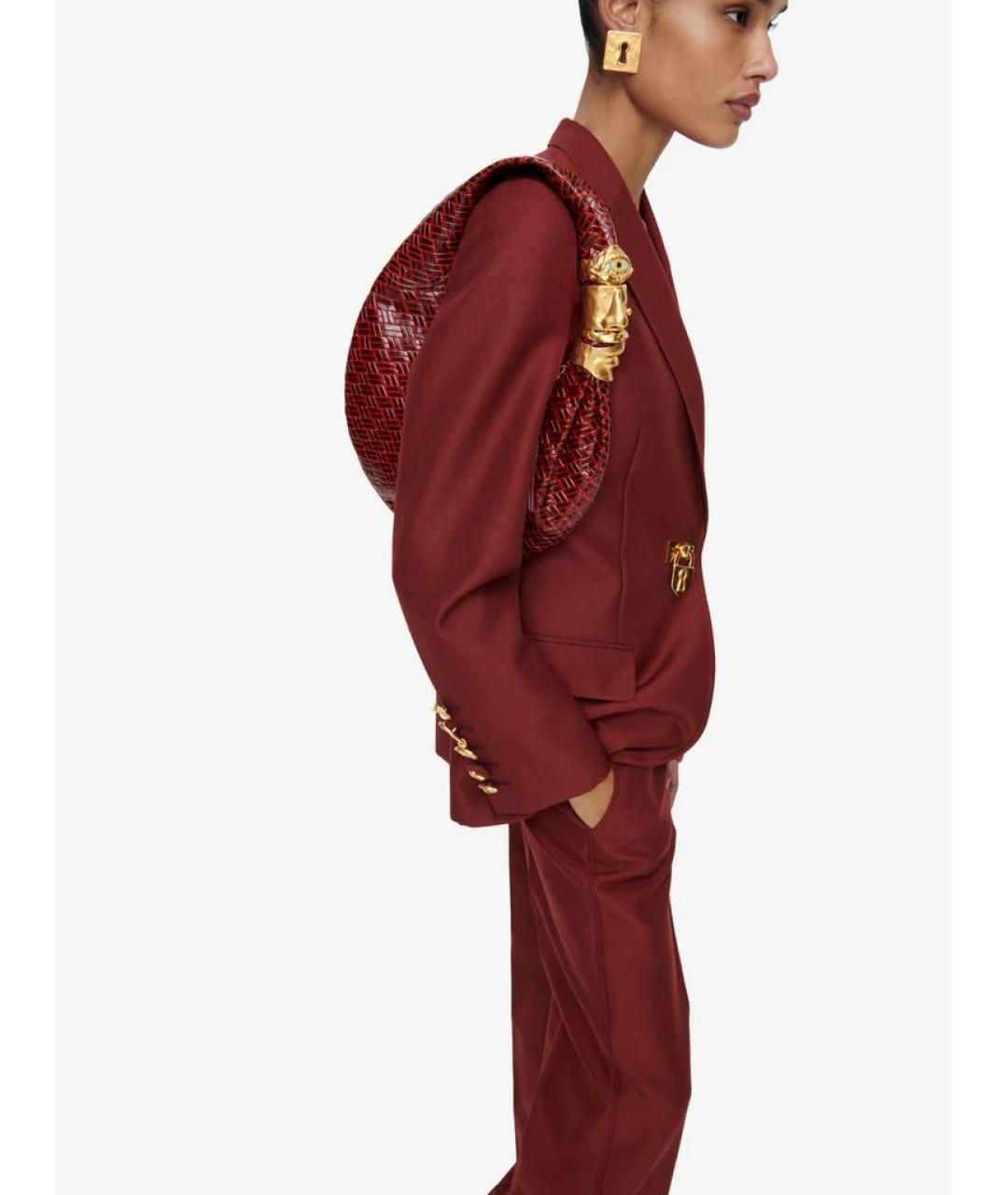 SCHIAPARELLI Бордовая кожаная сумка с короткими ручками, фото 2