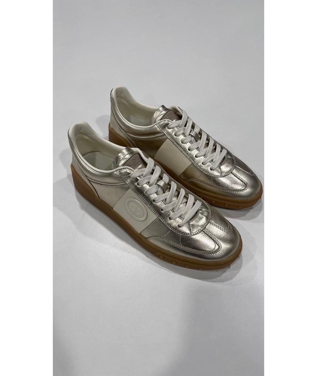 VALENTINO Серебряные кожаные кеды, фото 3