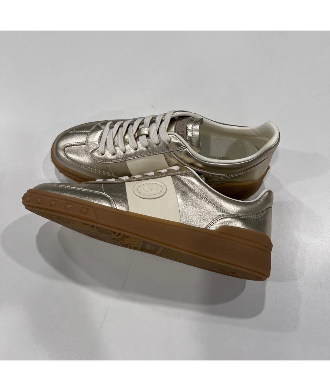 VALENTINO Серебряные кожаные кеды, фото 2