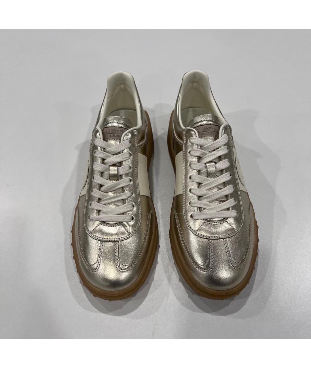 VALENTINO Серебряные кожаные кеды, фото 4