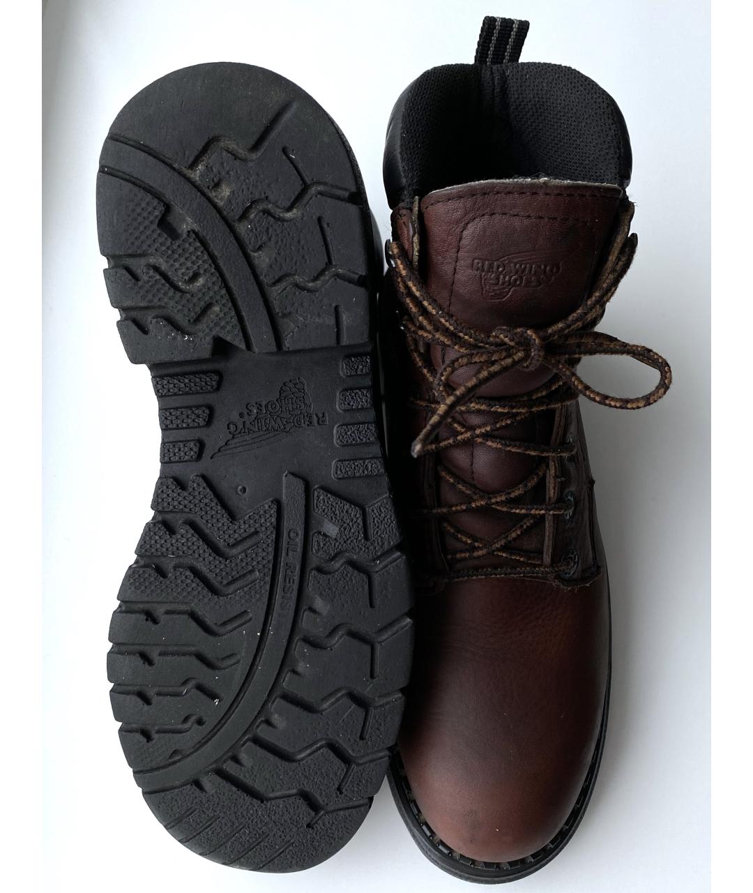 RED WING Коричневые кожаные высокие ботинки, фото 3