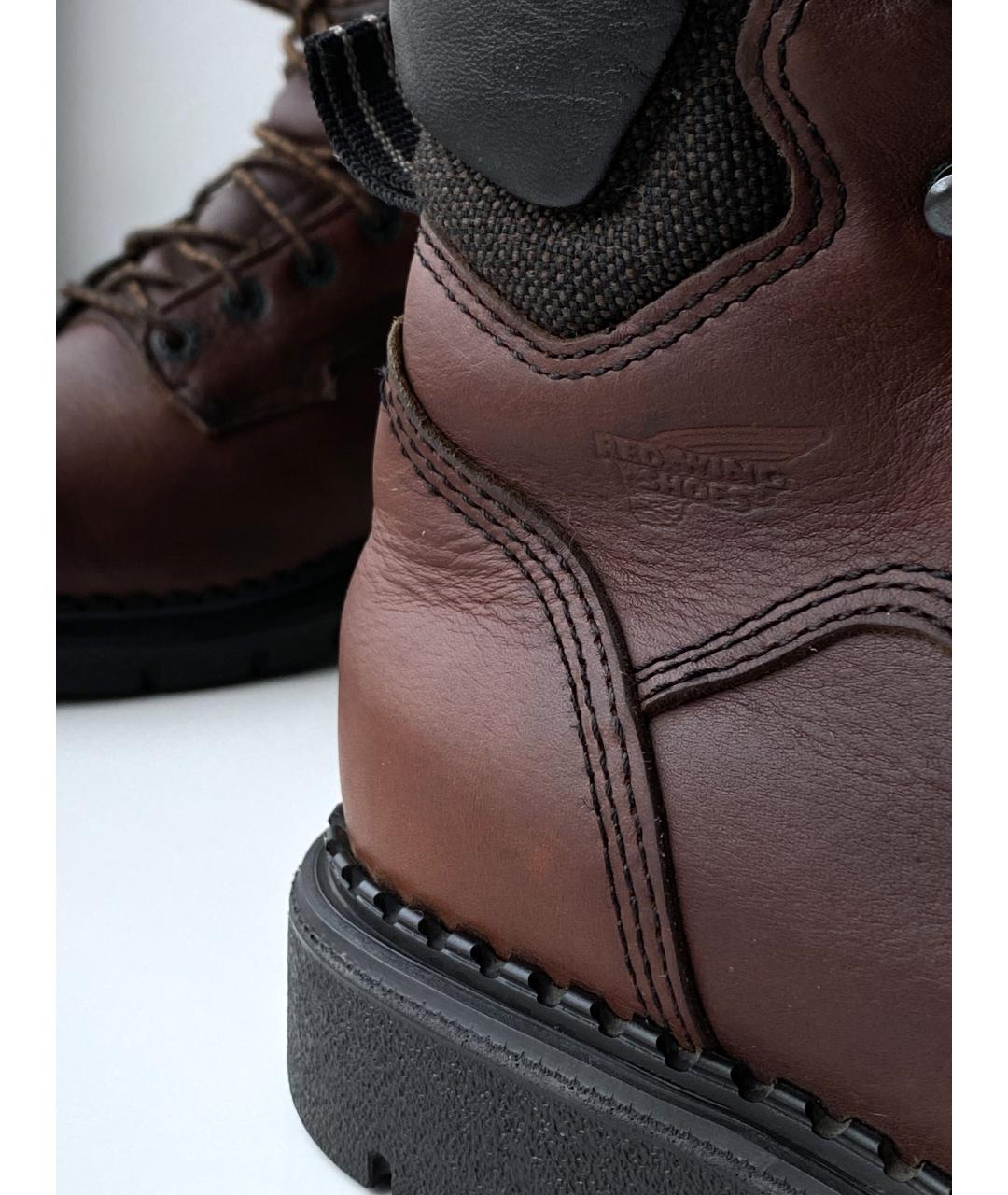 RED WING Коричневые кожаные высокие ботинки, фото 5