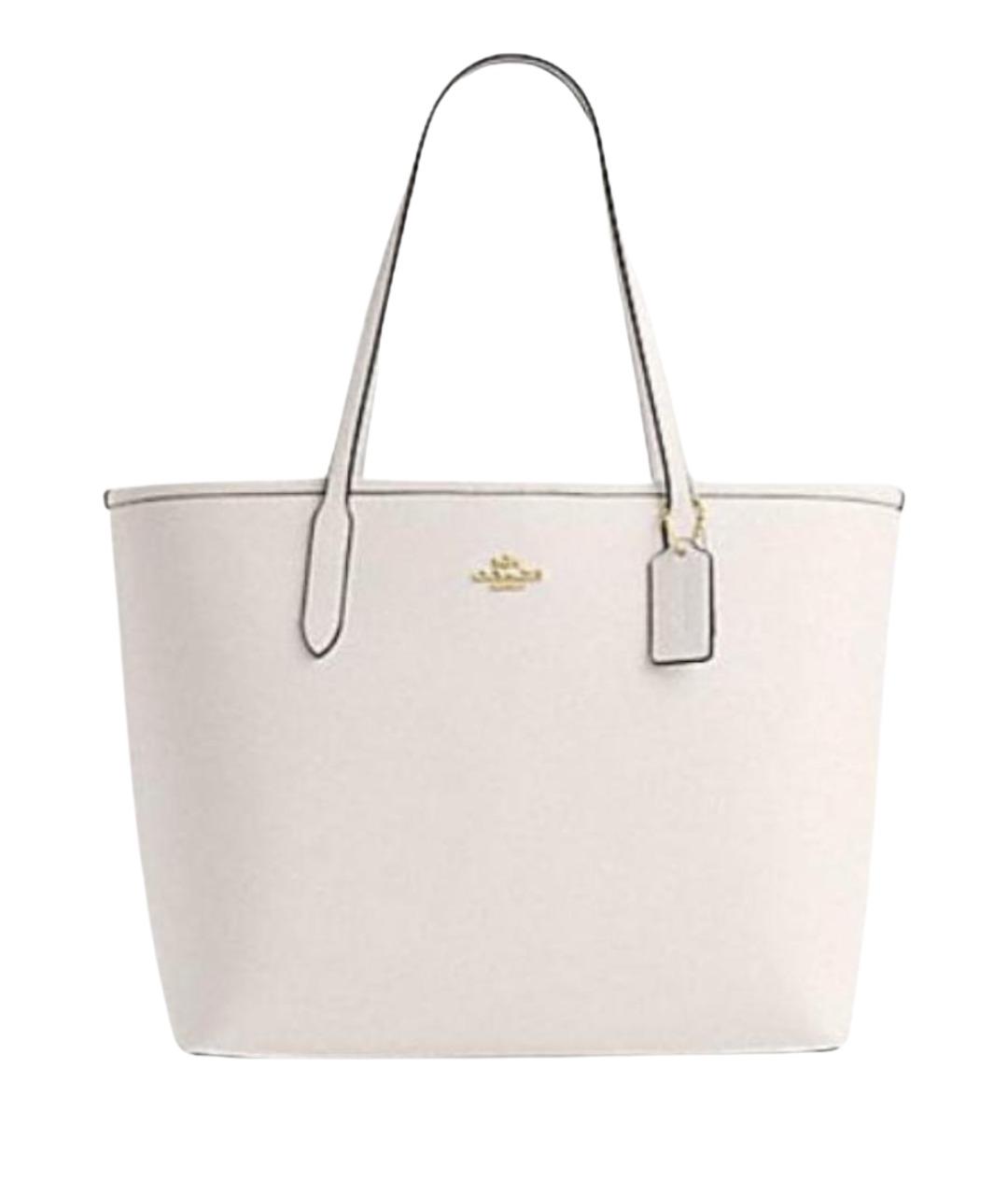 COACH Белая кожаная сумка тоут, фото 1