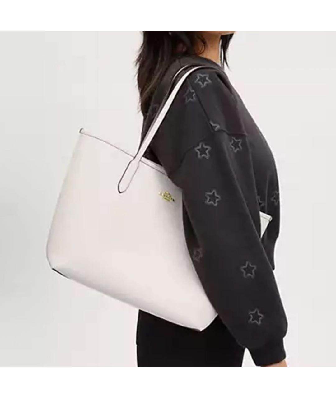 COACH Белая кожаная сумка тоут, фото 4