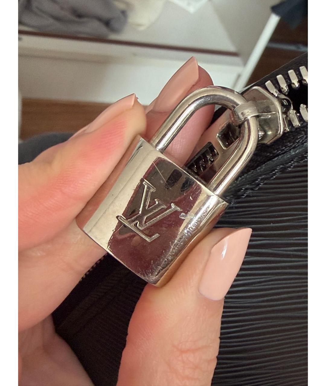 LOUIS VUITTON Черная кожаная сумка тоут, фото 4