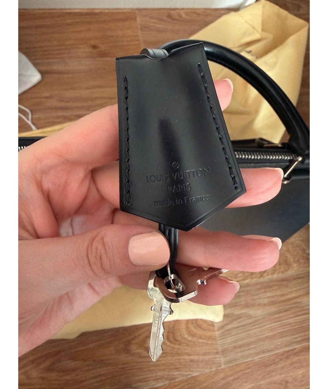 LOUIS VUITTON Черная кожаная сумка тоут, фото 8