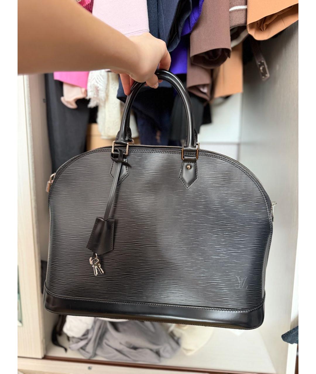 LOUIS VUITTON Черная кожаная сумка тоут, фото 9