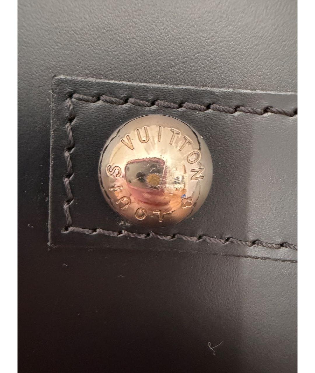 LOUIS VUITTON Черная кожаная сумка тоут, фото 6