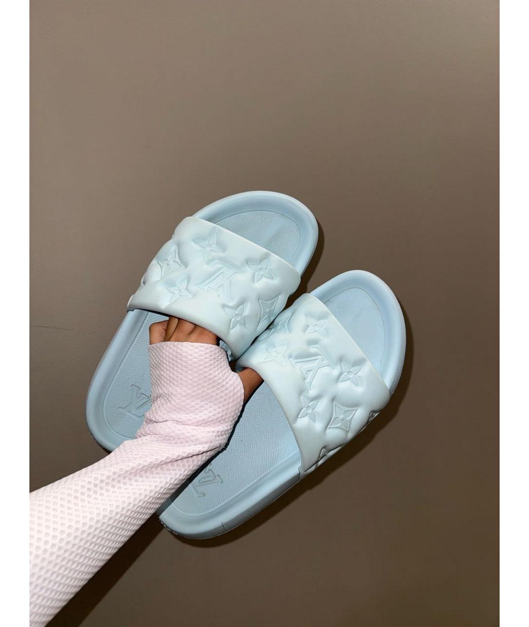 LOUIS VUITTON Голубые резиновые шлепанцы, фото 4