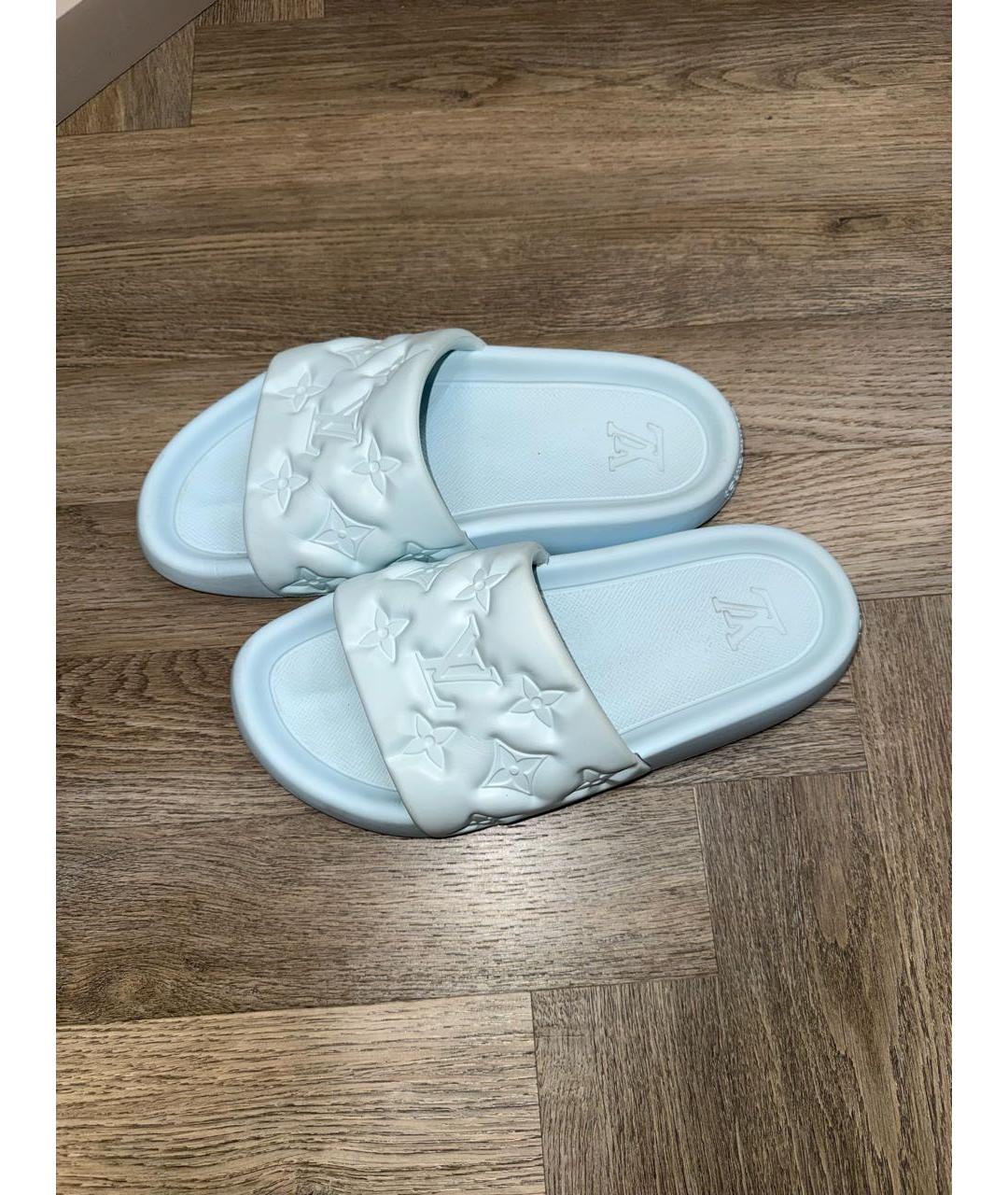 LOUIS VUITTON Голубые резиновые шлепанцы, фото 3