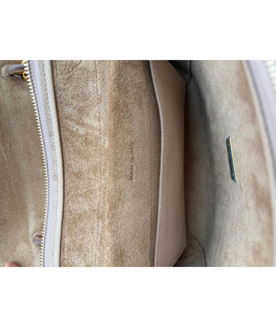 CELINE Бежевая кожаная сумка с короткими ручками, фото 7