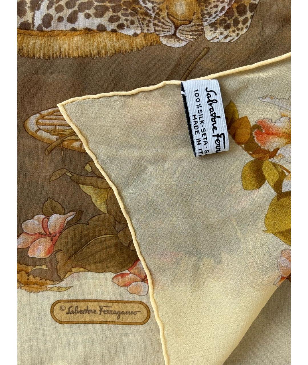 FERRAGAMO Хаки шелковый платок, фото 3