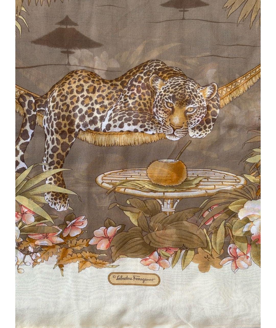 FERRAGAMO Хаки шелковый платок, фото 2