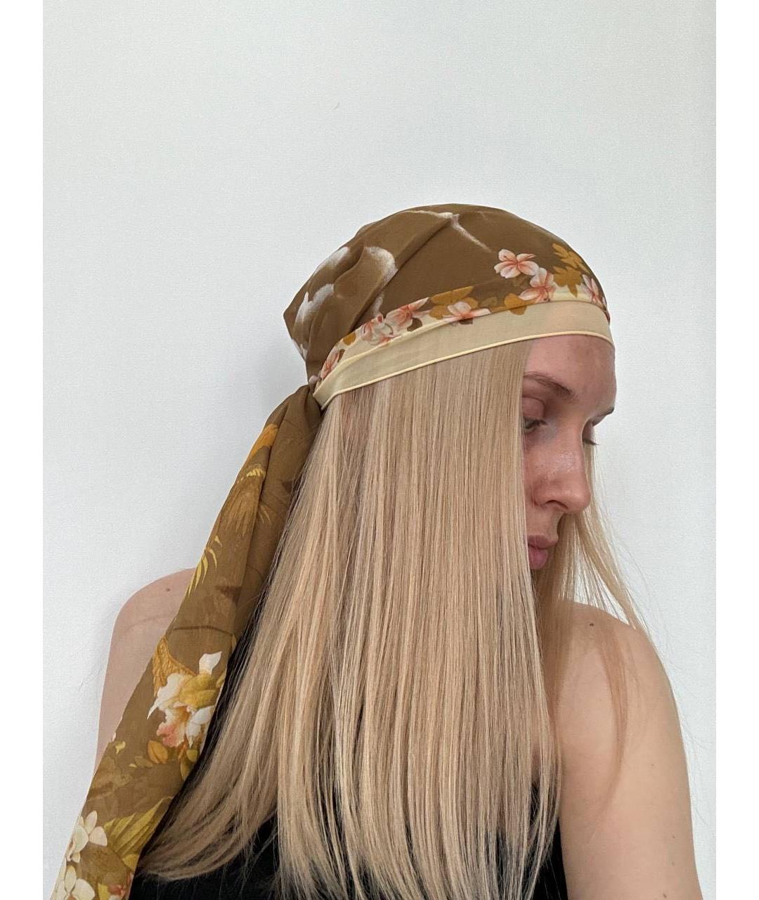 FERRAGAMO Хаки шелковый платок, фото 4