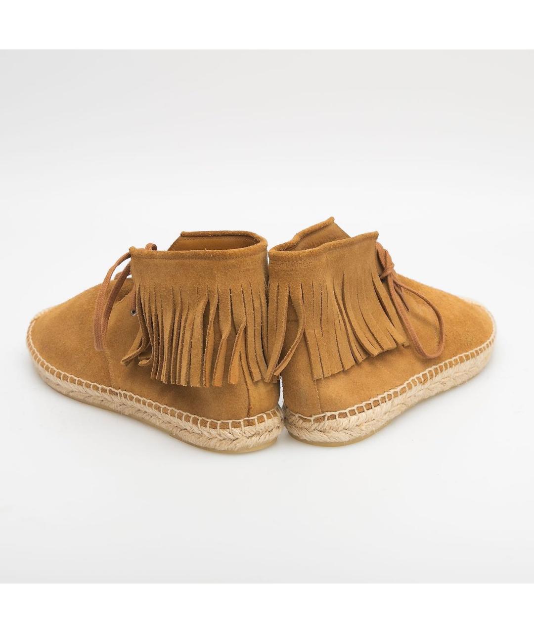 SAINT LAURENT Горчичные замшевые лоферы, фото 3