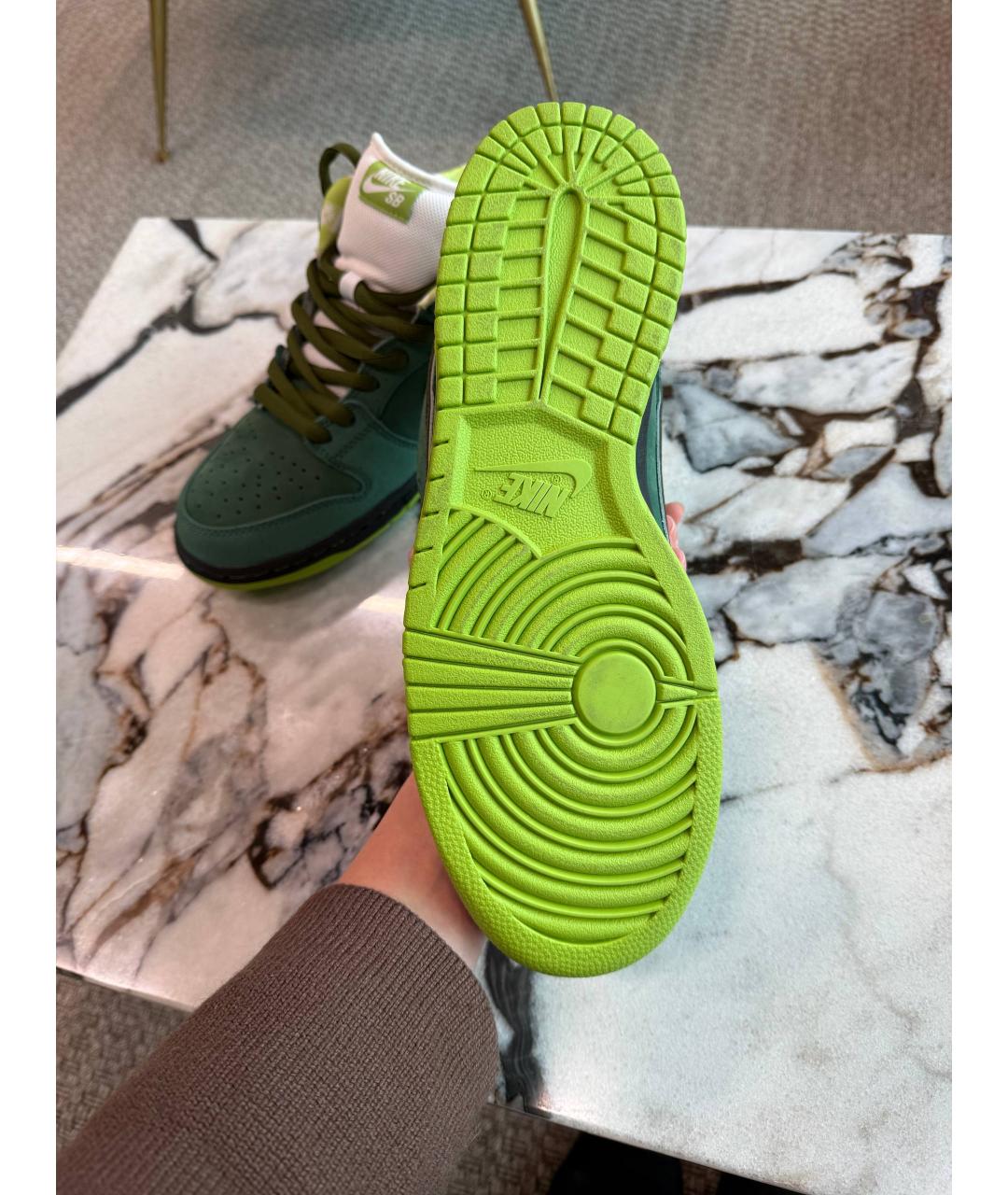 NIKE Зеленые кожаные низкие кроссовки / кеды, фото 5