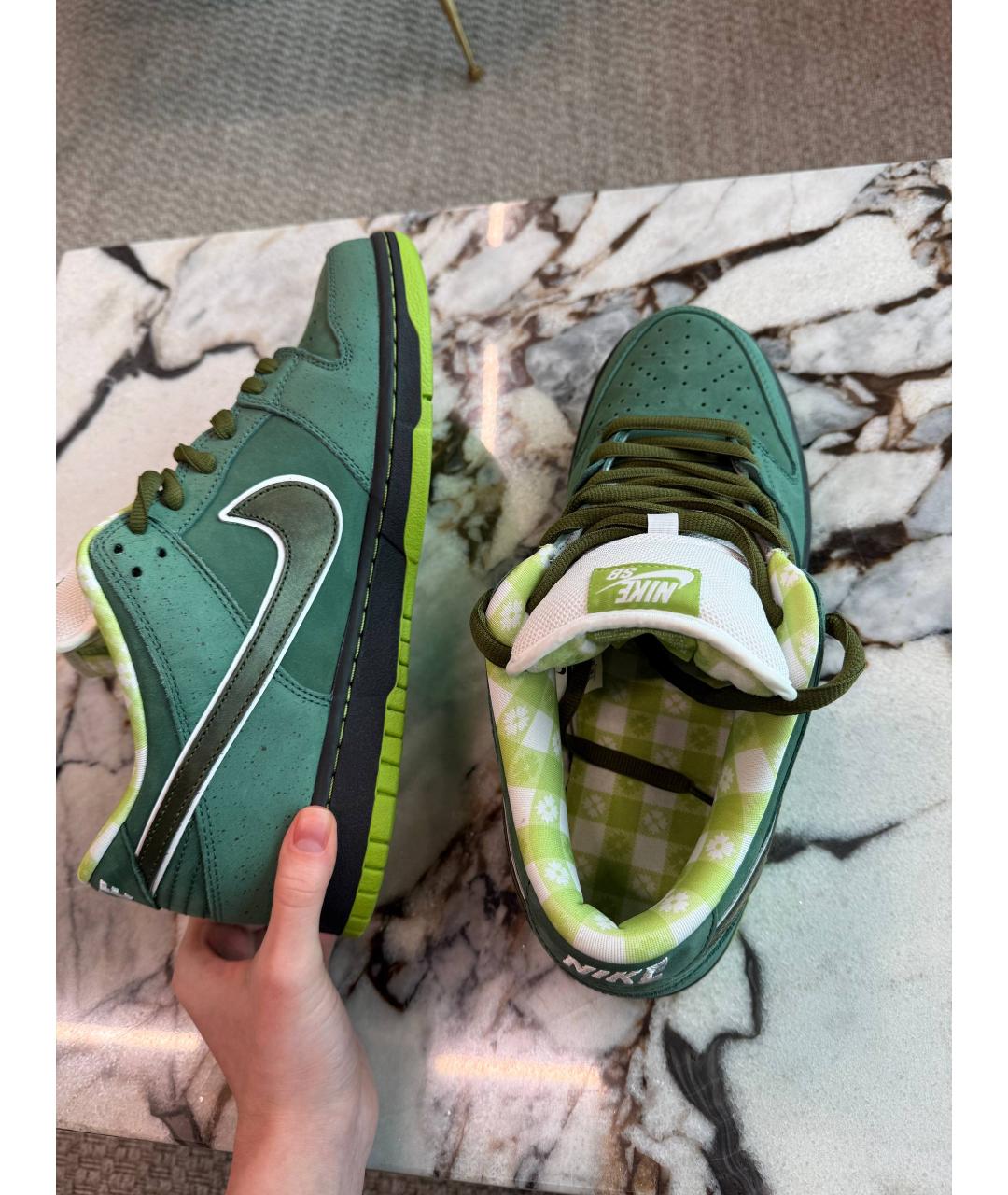 NIKE Зеленые кожаные низкие кроссовки / кеды, фото 9