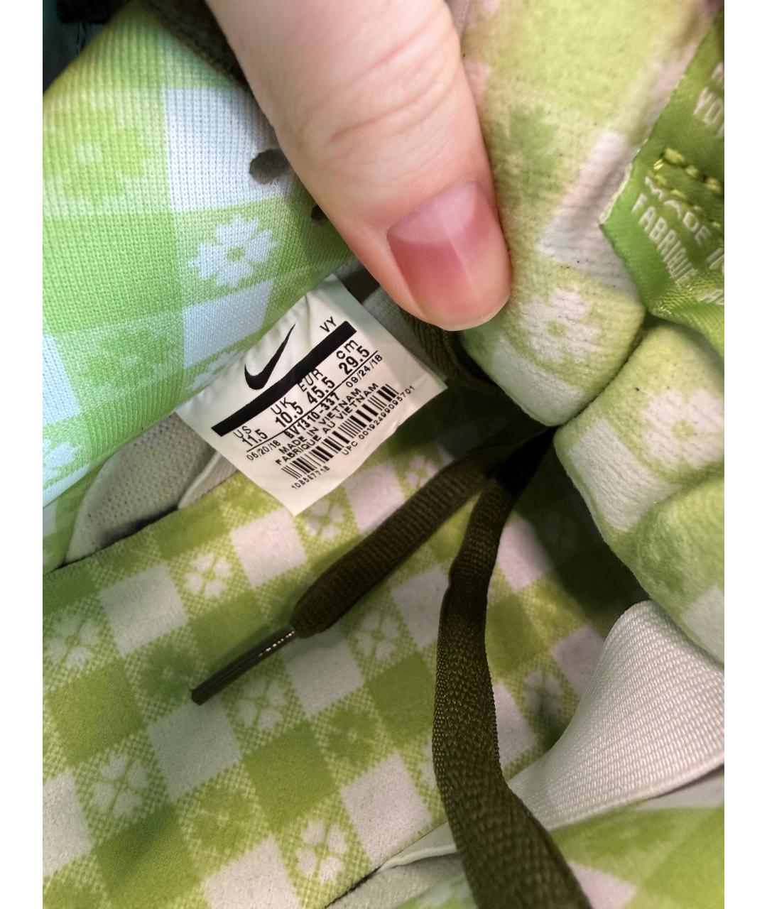 NIKE Зеленые кожаные низкие кроссовки / кеды, фото 7