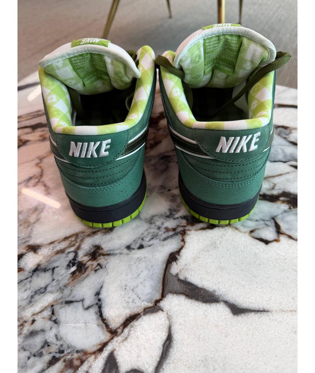 NIKE Зеленые кожаные низкие кроссовки / кеды, фото 4