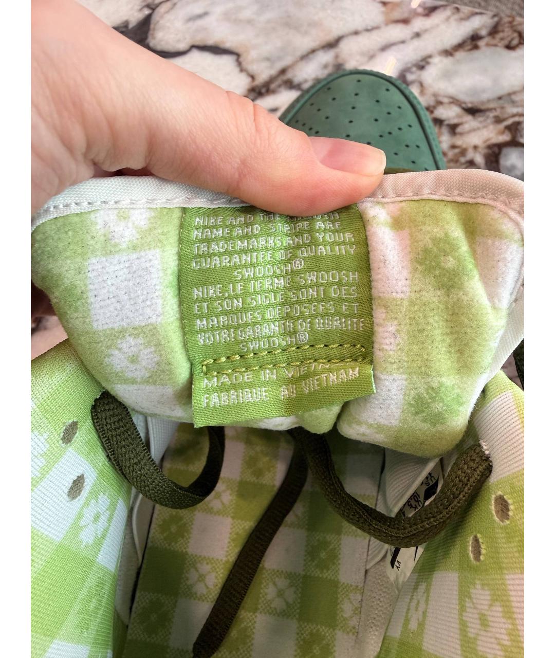 NIKE Зеленые кожаные низкие кроссовки / кеды, фото 8