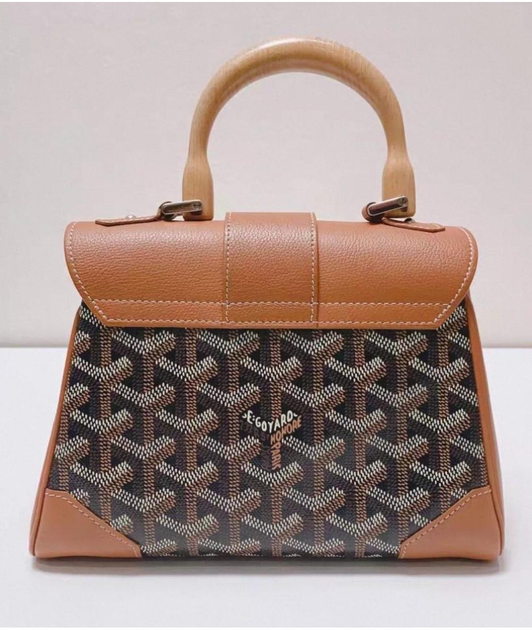 GOYARD Коричневая кожаная сумка с короткими ручками, фото 2