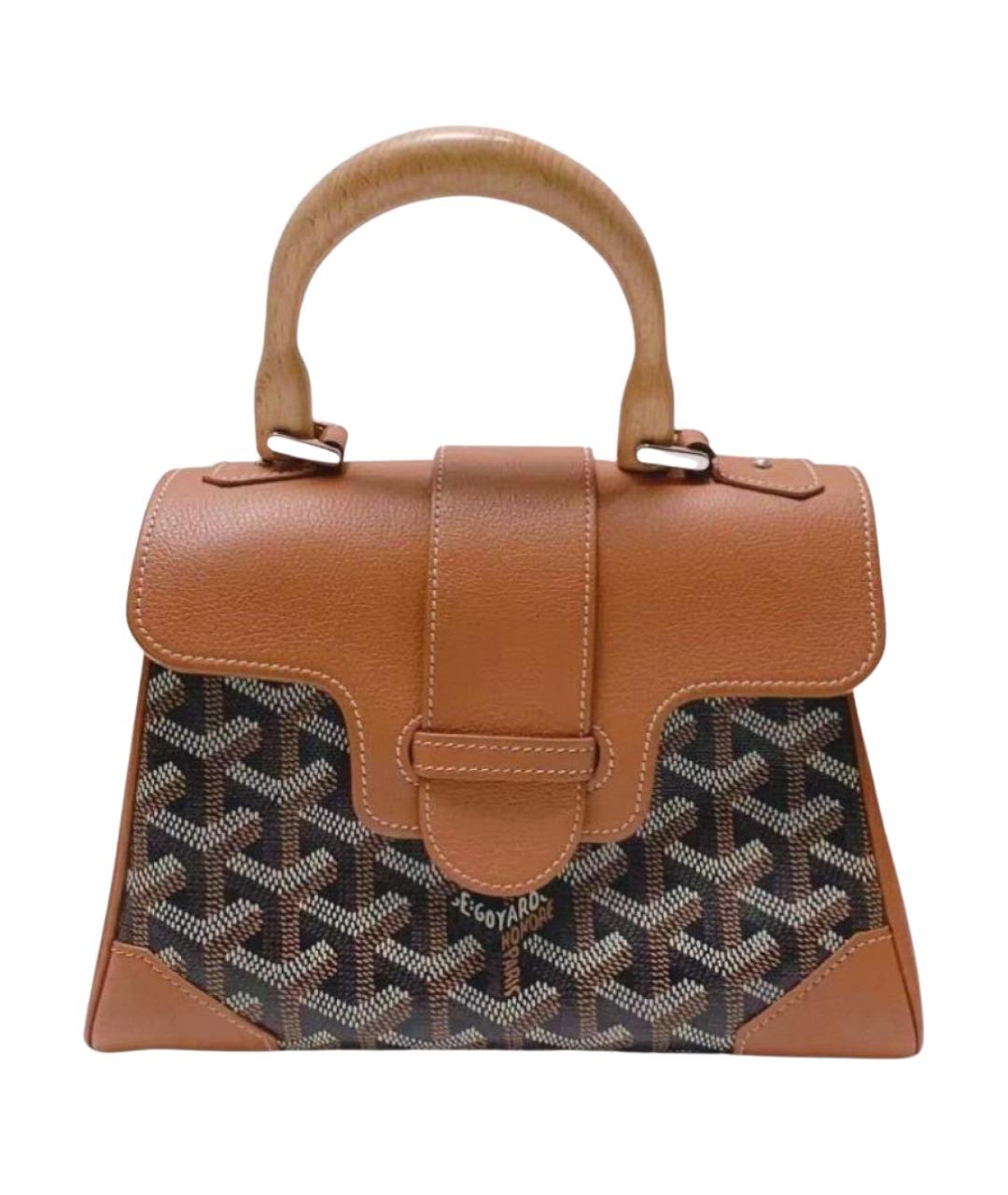 GOYARD Коричневая кожаная сумка с короткими ручками, фото 1