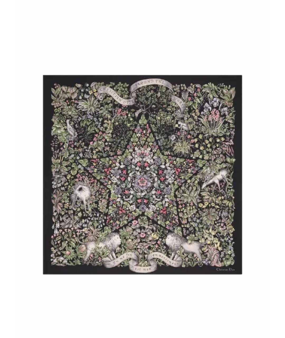 CHRISTIAN DIOR Черный шелковый платок, фото 1