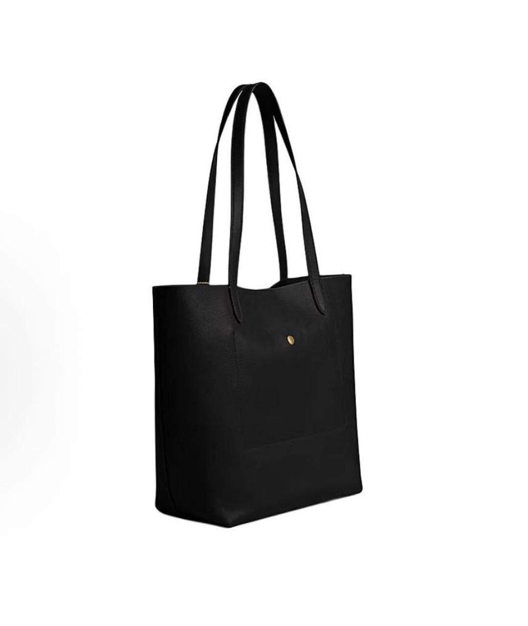 COACH Черная кожаная сумка тоут, фото 2